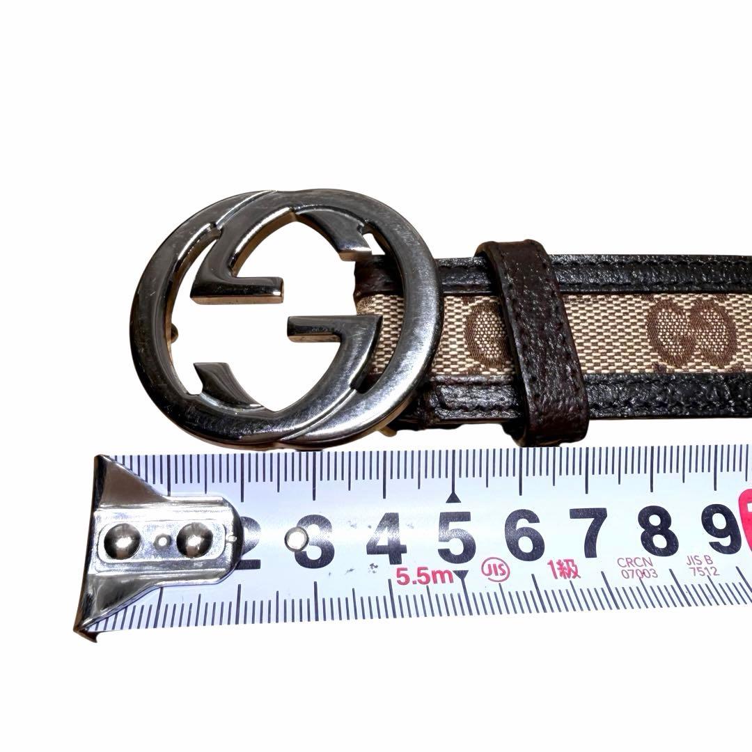 グッチ GUCCI ベルト インターロッキング GG柄 ブラウン キャンバス