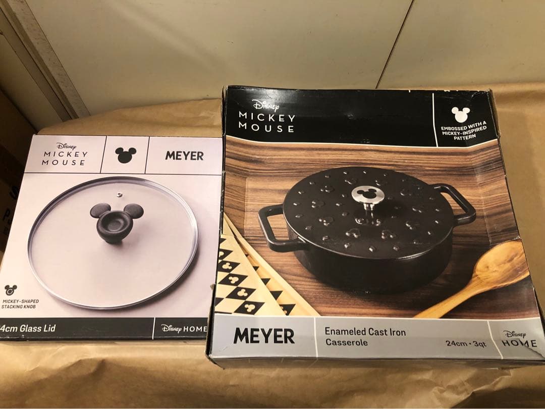 マイヤー　ミッキーエナメルキャストアイアンキャセロール　24cm ガラス蓋付き