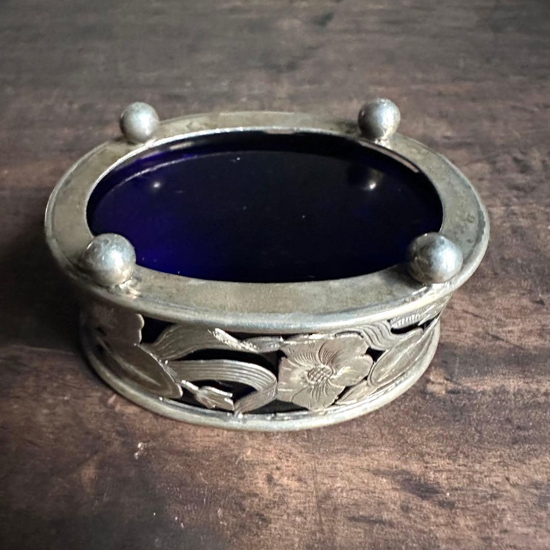 希少　一点物　銀　シルバー　瑠璃　ガラス　置物　小物入れ