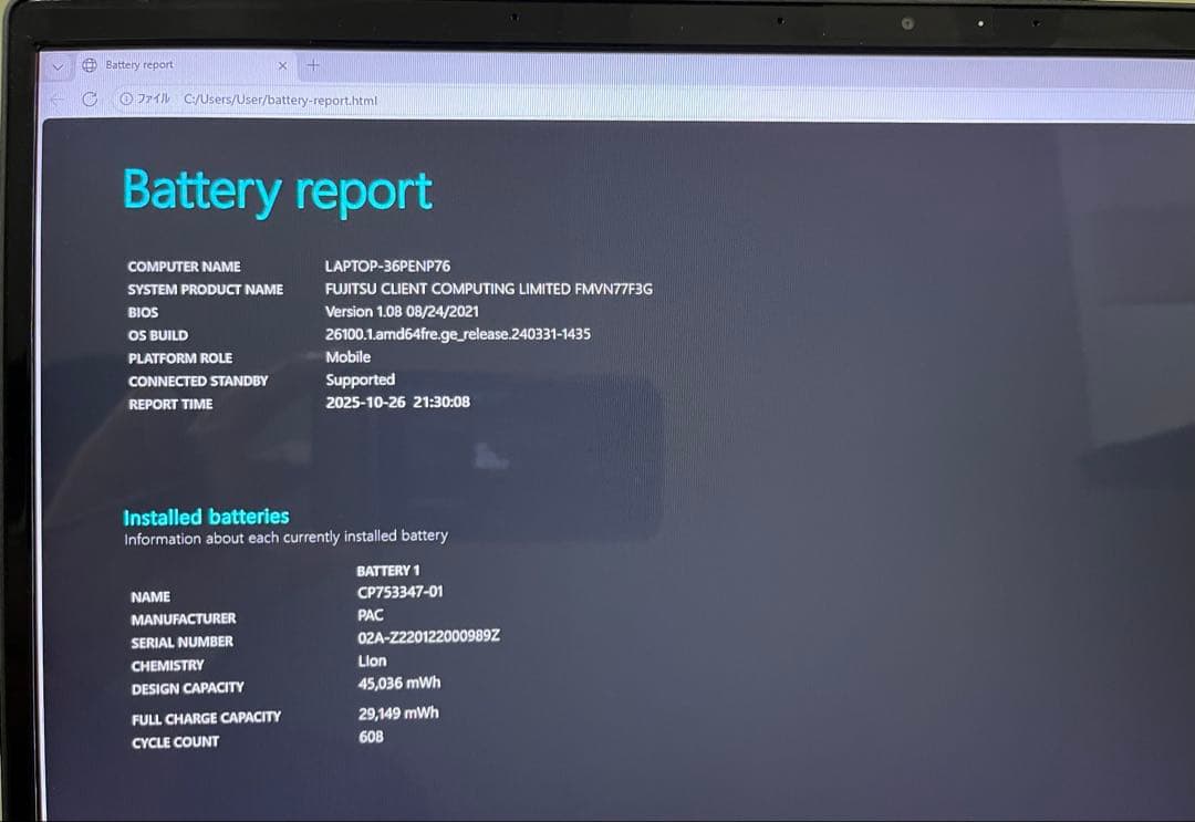 FUJITSUノートPC FMVN77F3G Windows11 Office無