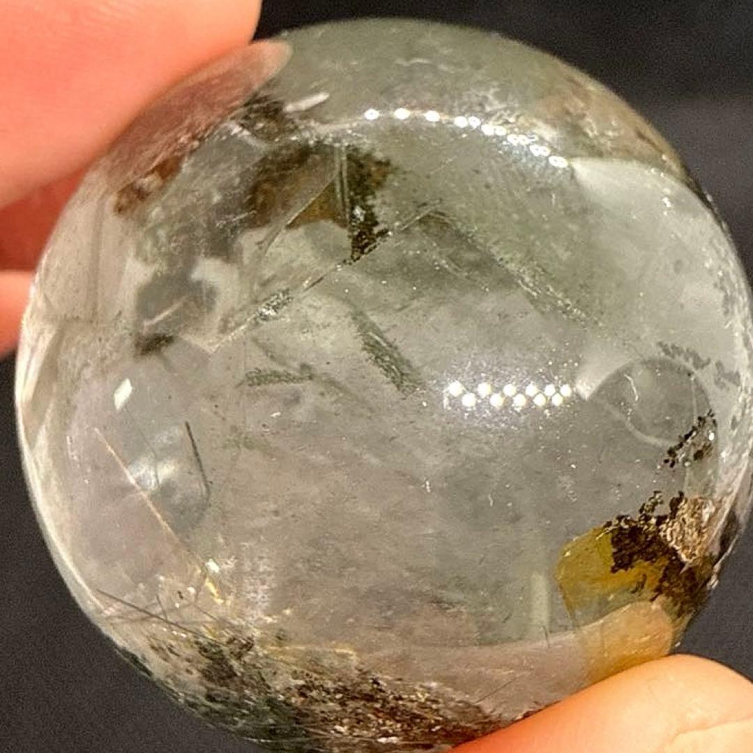 ルチル×クォーツインガーデンクォーツ　スフィア【ファントム、虹】ランダム台座付き