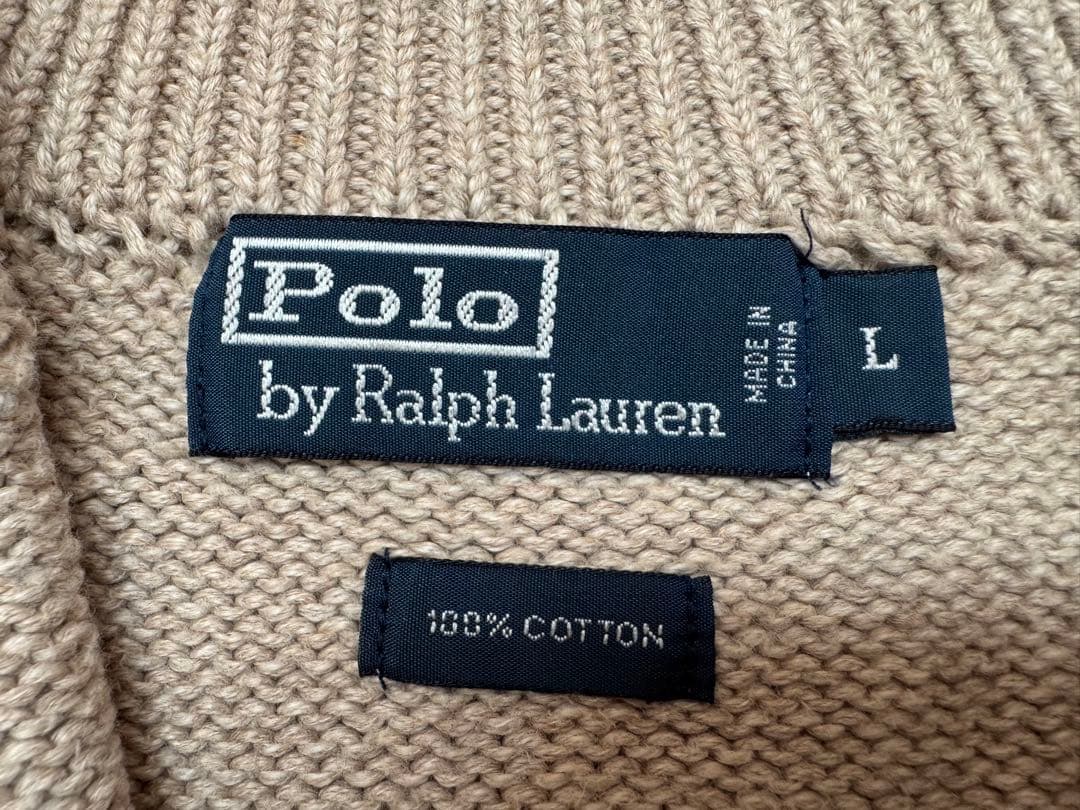 ポロバイラルフローレン ハーフジップコットンニット セーター ポニー刺繍 L