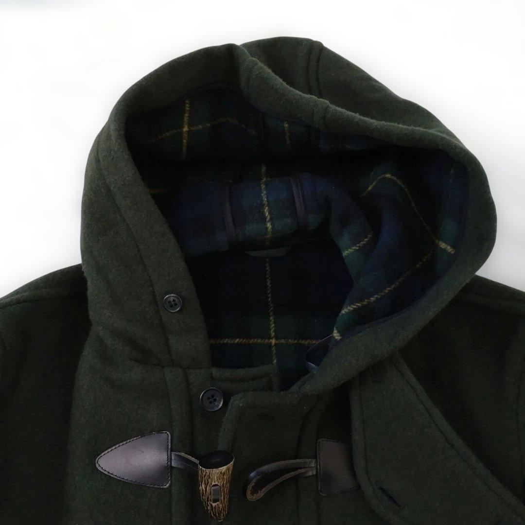 van ダークグリーン ダッフルコート フード付き