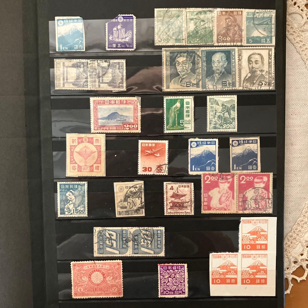日本、世界の古切手コレクション　古いハガキ３枚　戦前　切手アルバム