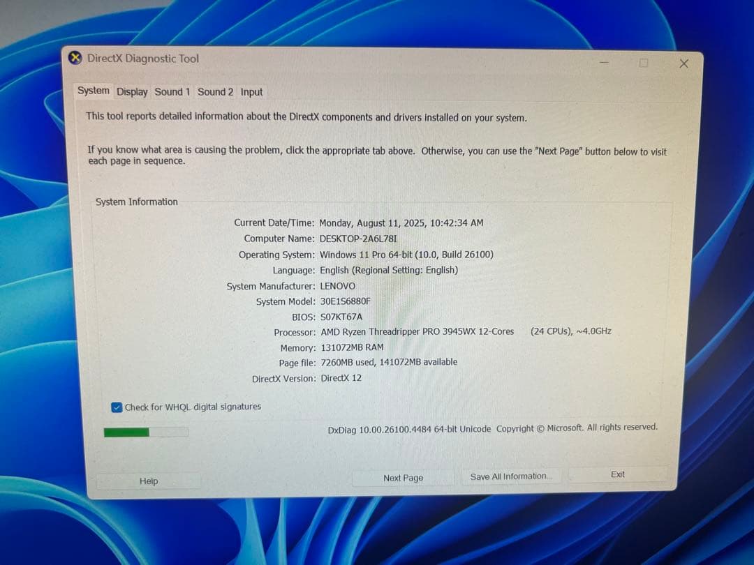 ワークステーション LenovoThinkStationP620 Ram 128GB SSD 1TB