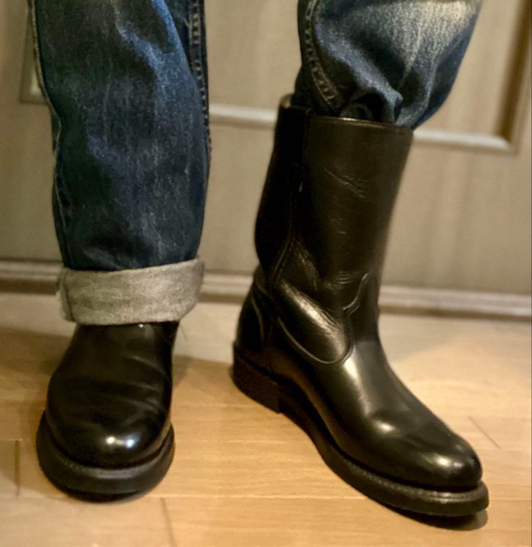 DOUBLE-H 7.5D（26センチ位）ブラックレザーブーツ•アメリカ製•新同