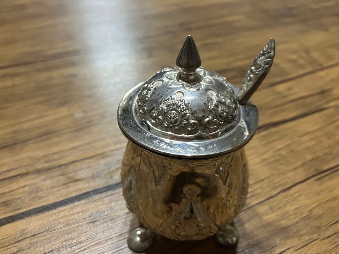 アンティーク銀食器 シルバー800 クリーマー・シュガーポット・トレイセット