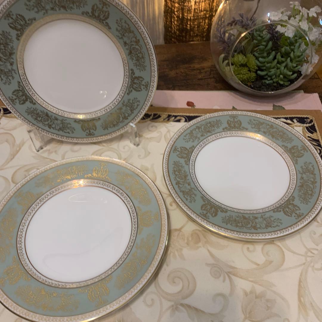 ウェッジウッド コロンビア　セージグリーン 17.5cmケーキプレート 6枚