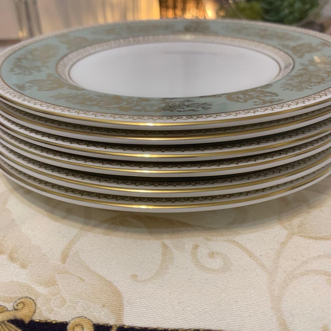 ウェッジウッド コロンビア　セージグリーン 17.5cmケーキプレート 6枚