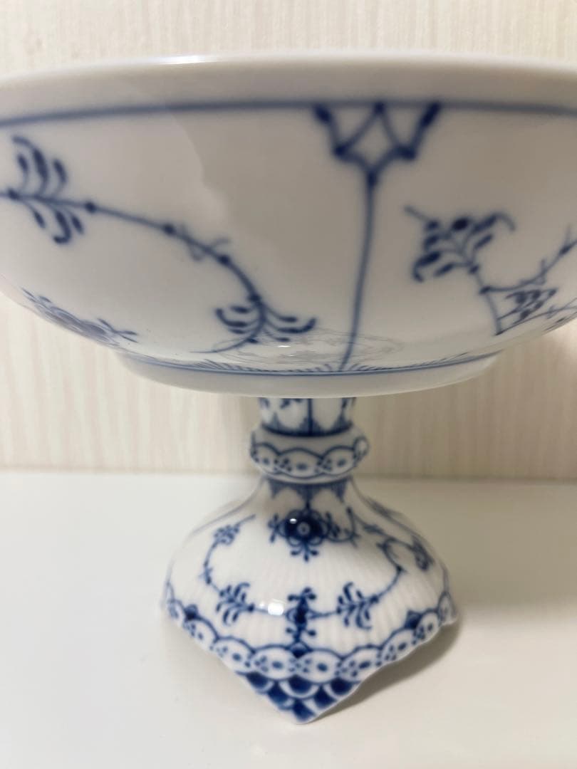 ロイヤルコペンハーゲン  ブルー フルーテッド ハーフレース コンポート