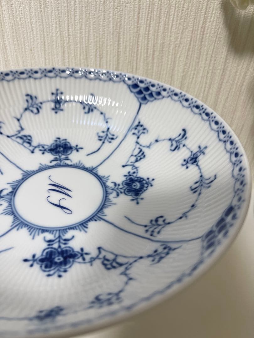 ロイヤルコペンハーゲン  ブルー フルーテッド ハーフレース コンポート