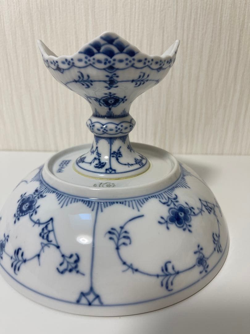 ロイヤルコペンハーゲン  ブルー フルーテッド ハーフレース コンポート