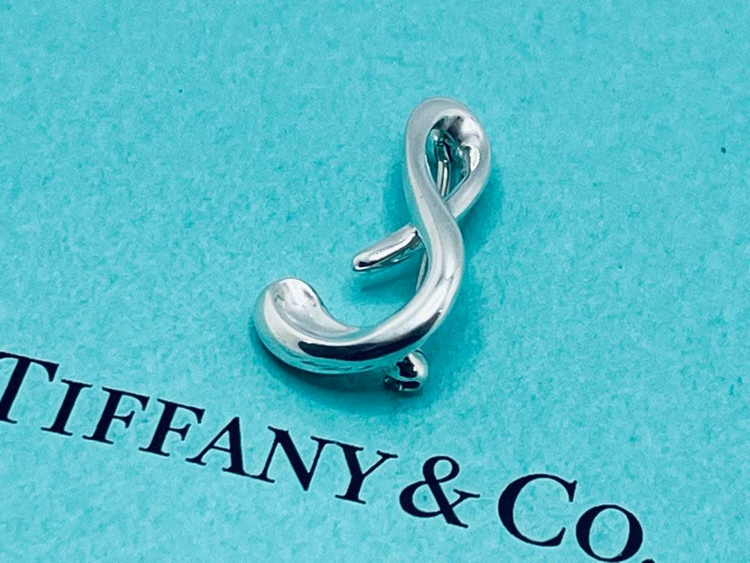 h634 希少　美品　ティファニー　アルファベット「S」イニシャル「s」ブローチ