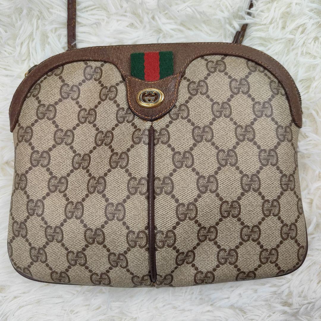 GUCCI　ショルダーバッグ　GGスプリーム　シェリーライン　PVC　レザー