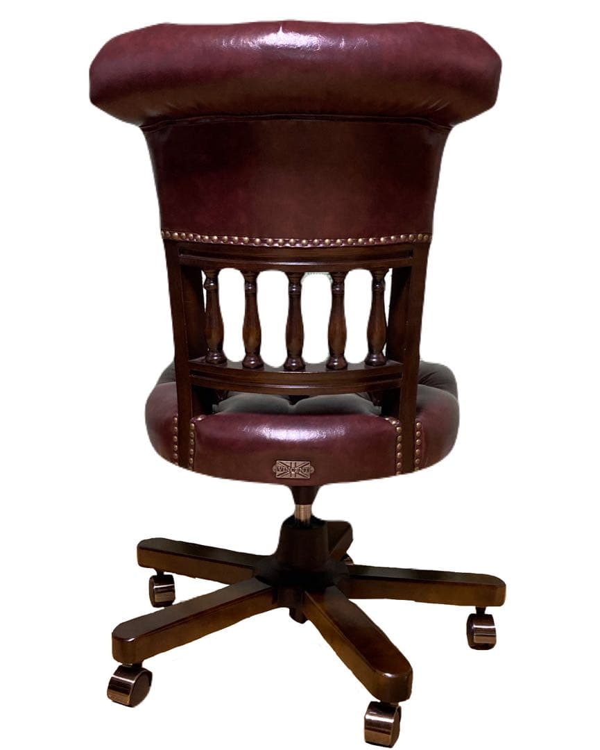 デスクチェア　チョコレートブラウン　レザー　キャスター　アンティークヴィンセント
