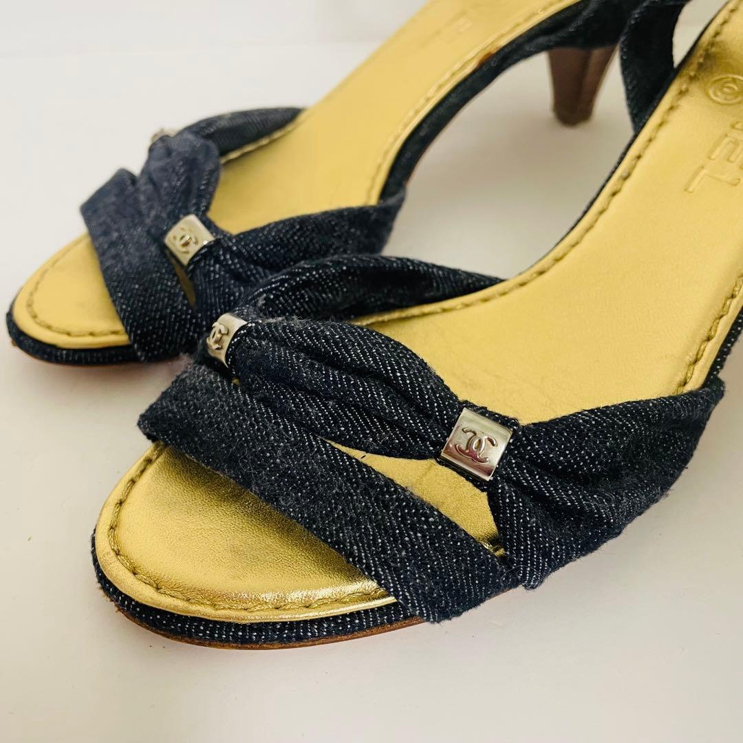 CHANEL デニムサンダル パンプス ヒール