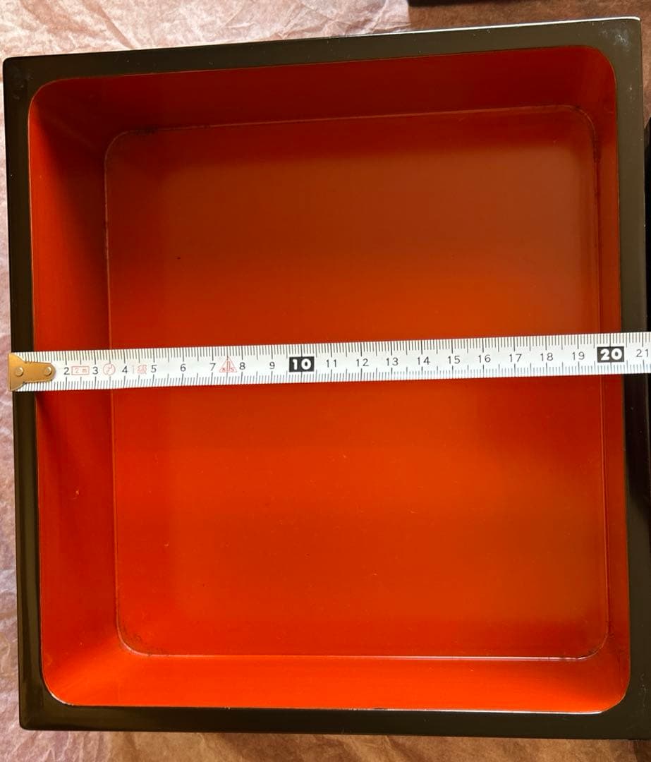 輪島塗 三段重箱 内朱 木箱入り 未使用 蔵整理 松竹梅