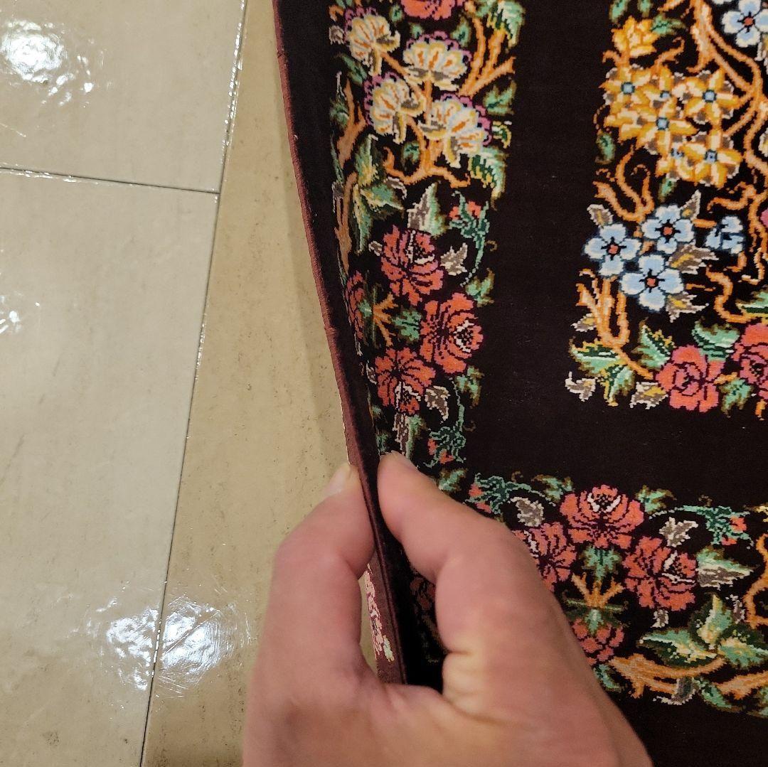 89x62cmペルシャ・クム産(613)玄関・タペストリー・絹・シルクじゅうたん