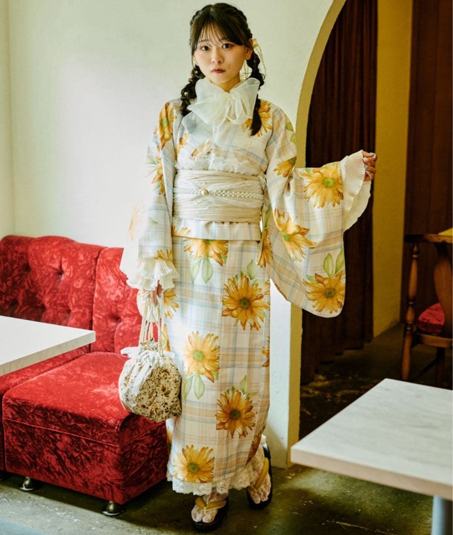 【クティールとレトロ】2WAY 浴衣セット ひまわり