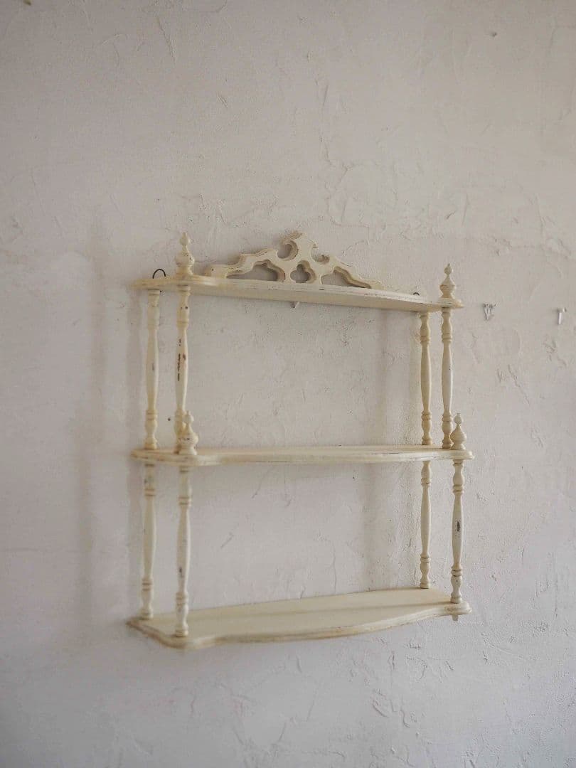 フランス　アンティーク　シェルフ　 木製 3段シェルフ　ウォールシェルフ　棚