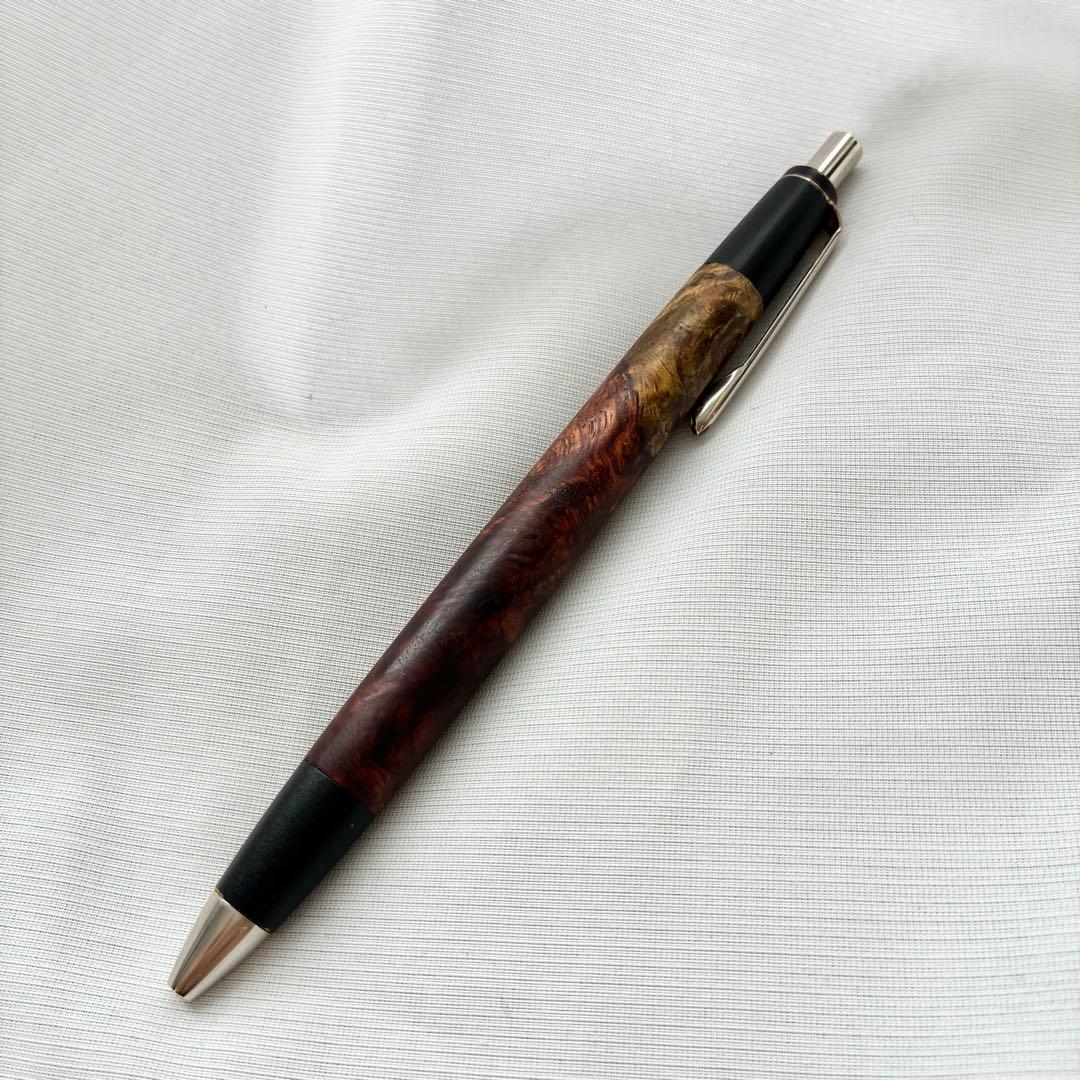 ボナンペン 本花梨瘤源平 花梨紅白 真鍮 シャーペン