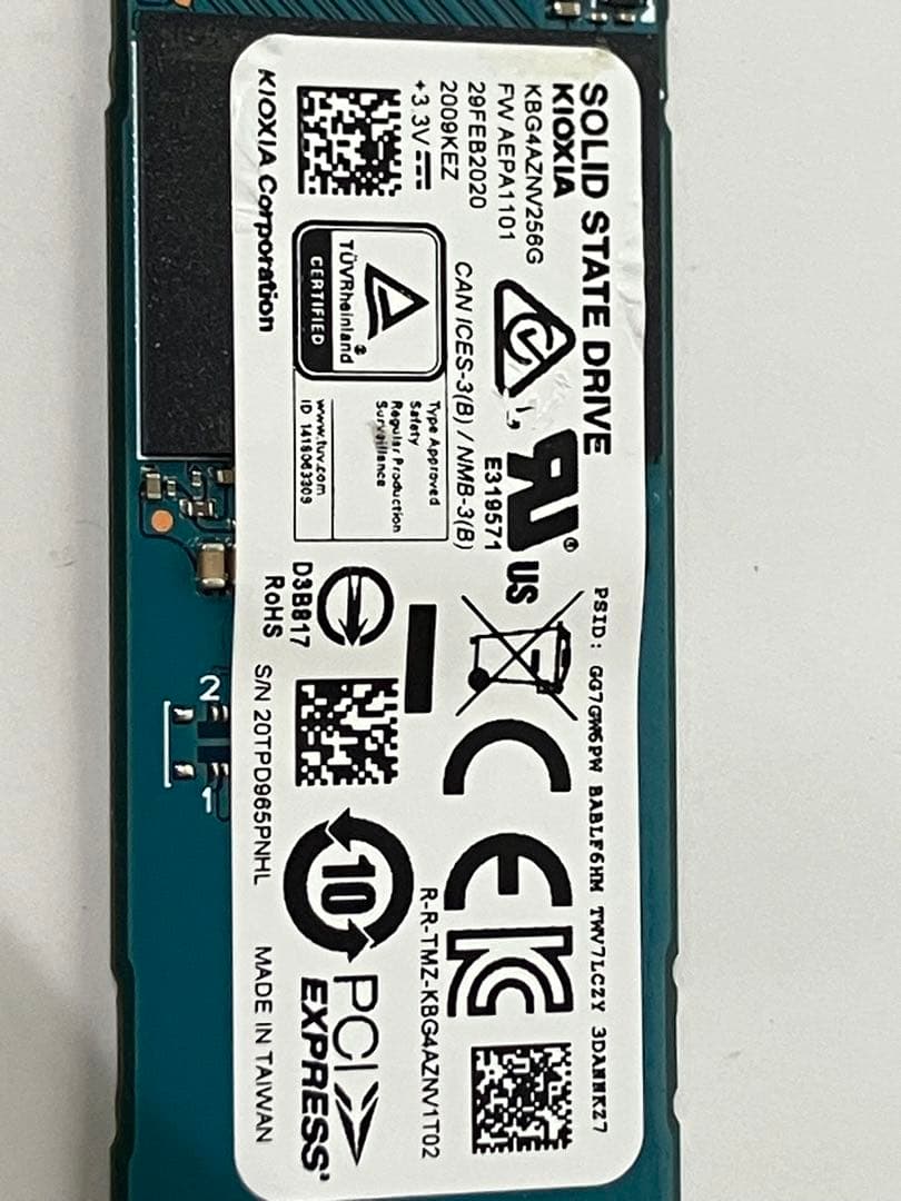 送料込 NVMe PCIe 256GB KIOXIA KBG4AZNV6枚セット