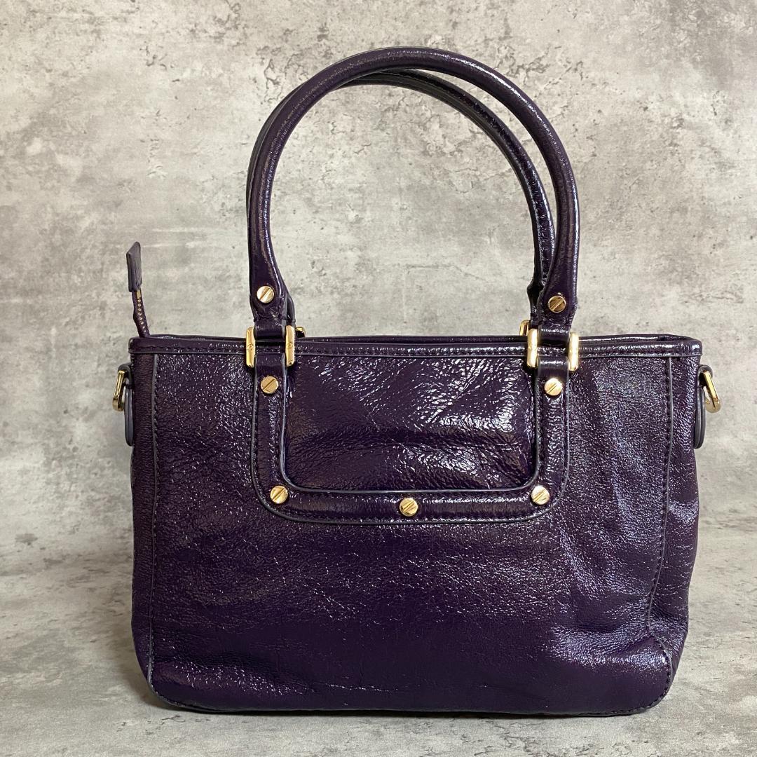 ✨極美品✨トリーバーチ アマンダ ハンドバッグ エナメル 紫 デカロゴ 希少色