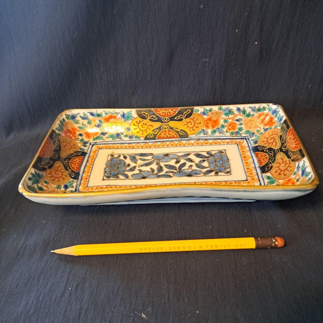 「金彩豪華！古伊万里長皿(全5客)」 色絵皿(21×12cm) 2客セット 骨