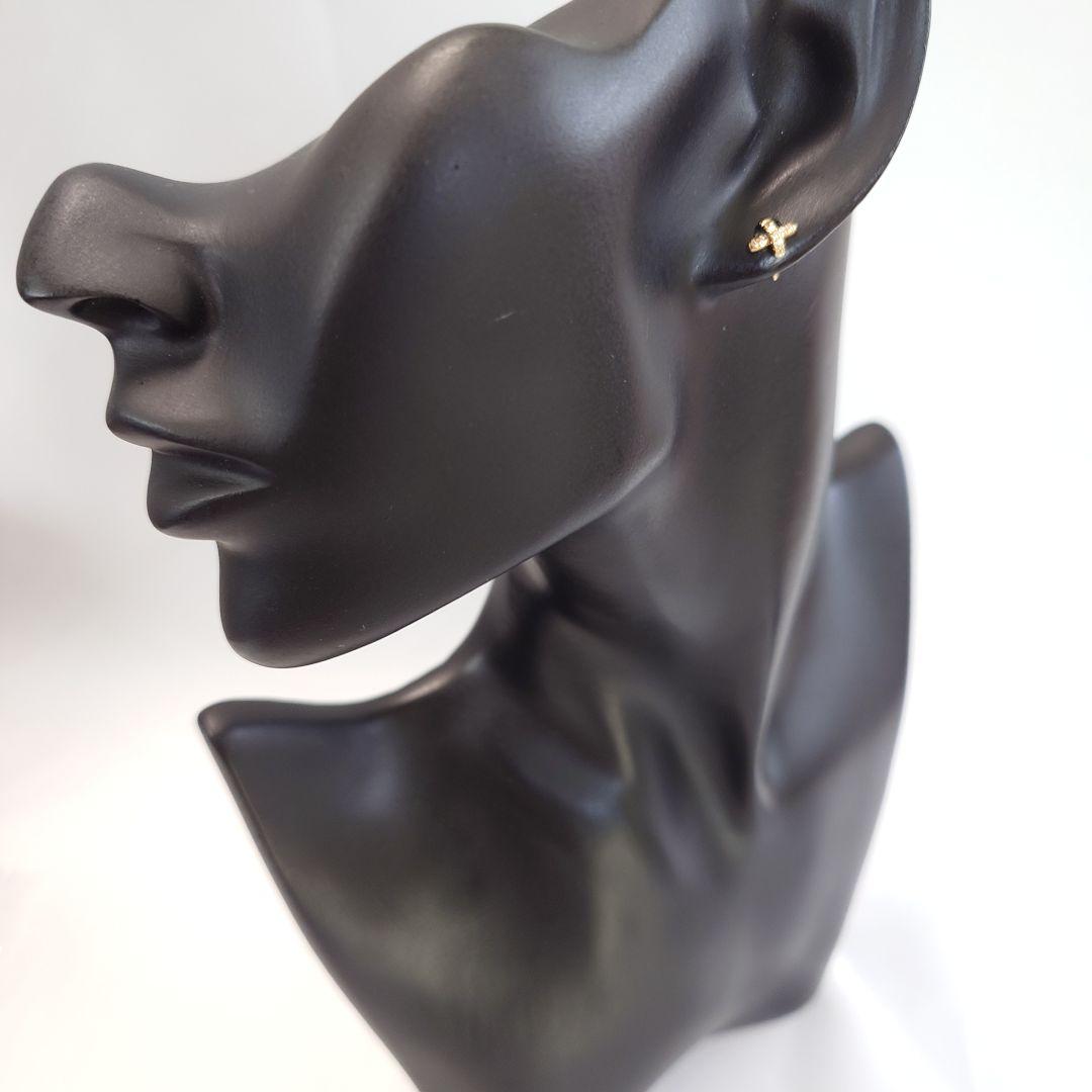 【美品】ティファニー K18 クロスステッチ ダイヤ ピアス 片耳用 6737