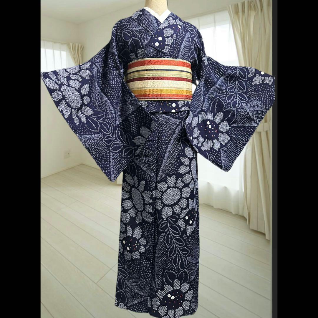 希少サイズ❣️身幅大❣️トールサイズ‼️新品✨有松鳴海絞り浴衣　藍染