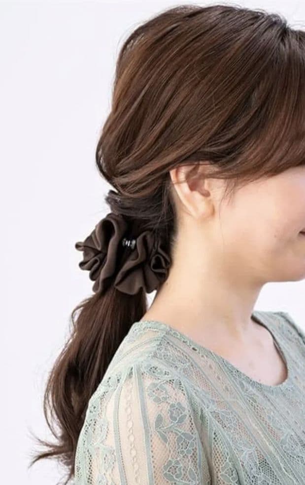 コンプレックスビズ　ラフィネリボン バナナクリップ(ブラウン)