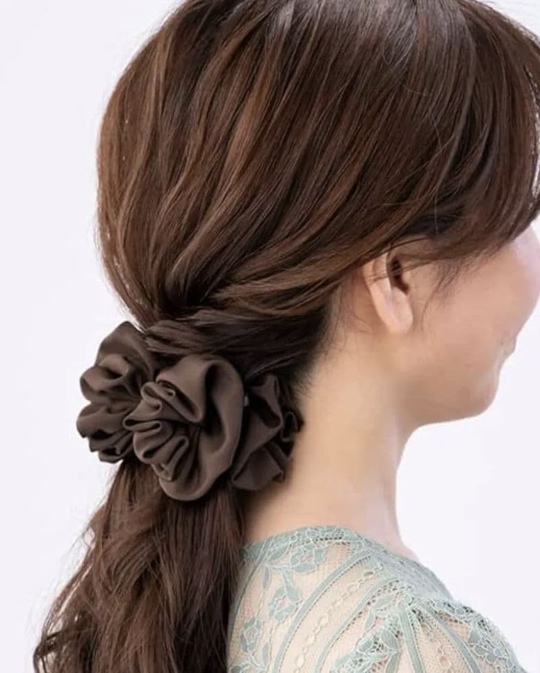 コンプレックスビズ　ラフィネリボン バナナクリップ(ブラウン)