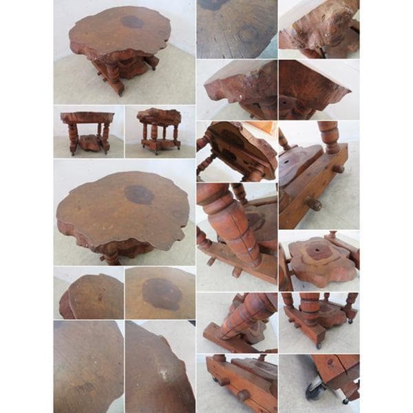 古道具■無垢テーブル■一点もの■年輪■一枚板■キャスター付き■レトロ■