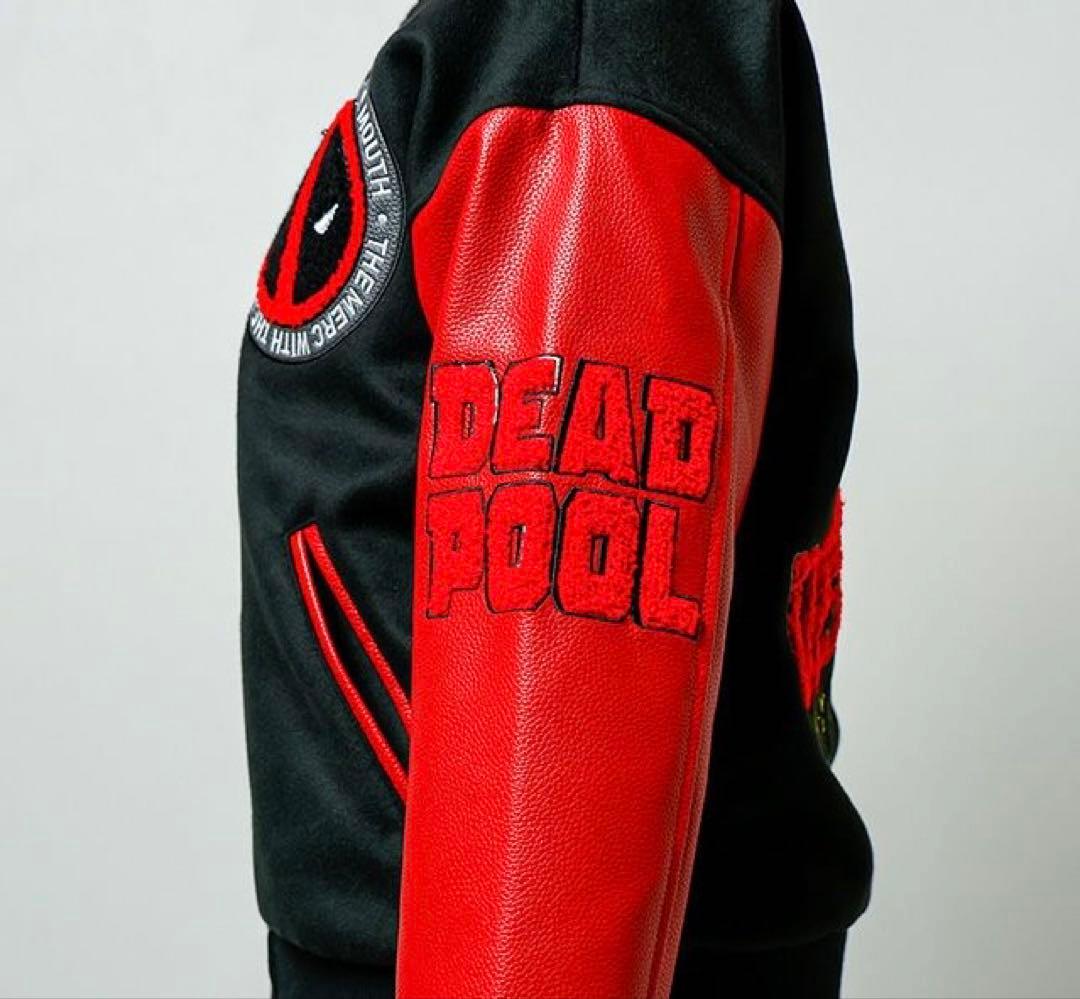 デッドプール スタジャン dead pool varsity jacket 赤黒