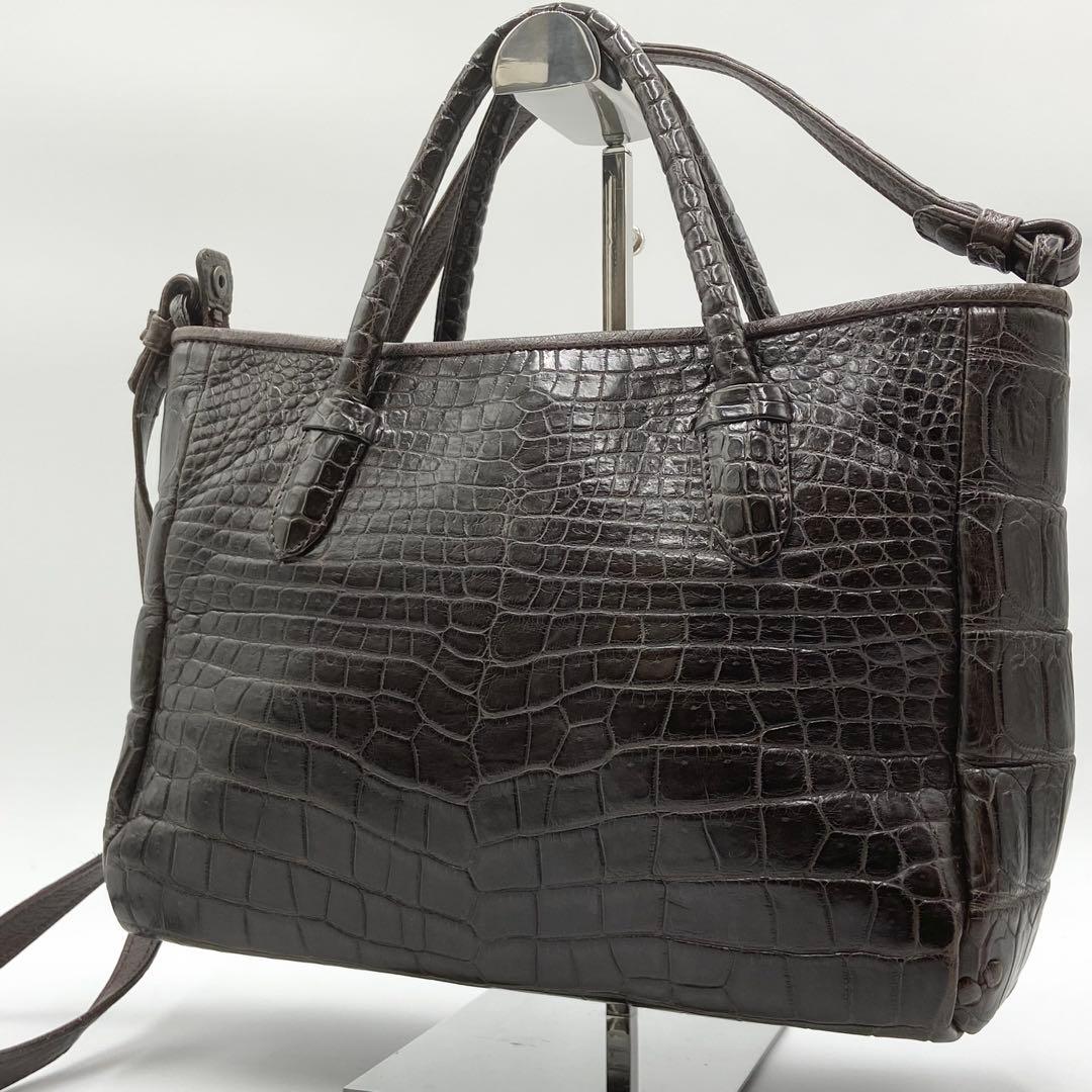 極美品　IBIZA イビサ　クロコダイル　マット　2way　レザー　　ブラウン