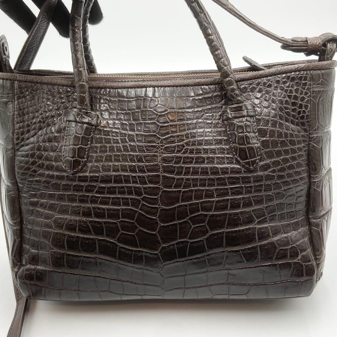 極美品　IBIZA イビサ　クロコダイル　マット　2way　レザー　　ブラウン