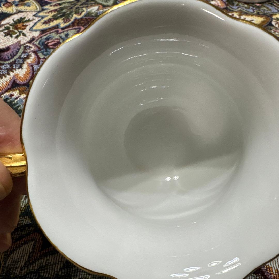 マイセン　ティーカップ・ソーサーセット ホワイト・グリーン・ゴールド