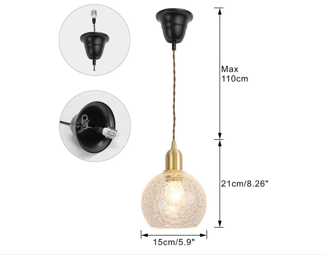 クリア・ゴールド ペンダントライト 直径15cm