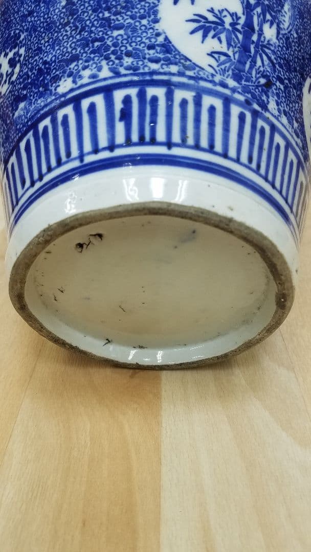 【沈香壺】　印判　微塵　窓絵　鶴亀　松竹梅　時代物　花瓶