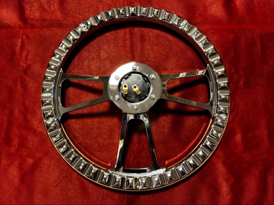 ウッド×ビレット コンビステアリング350mm☆モモピッチ☆ホーンボタン付