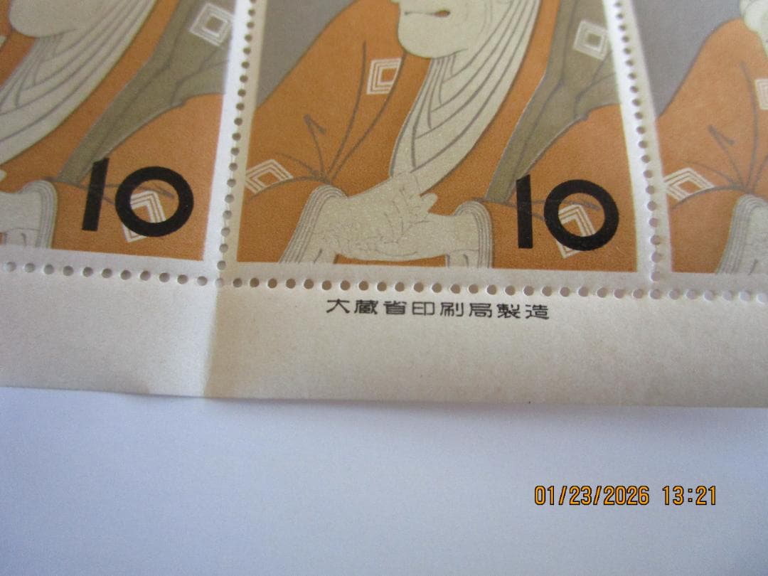 月に雁　身帰り美人　ビードロ　写楽　まりつき　5シート