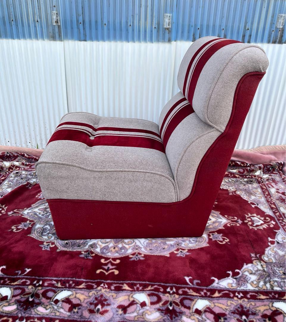 【アンティーク】ベロアストライプソファ 1人掛けソファ 昭和レトロ 古家具