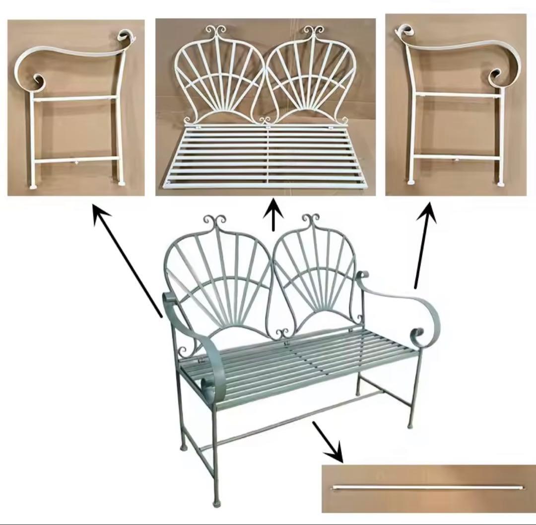 ガーデンベンチ ベンチ レトロ インテリア 鉄 ヴィンテージ オシャレ グリーン