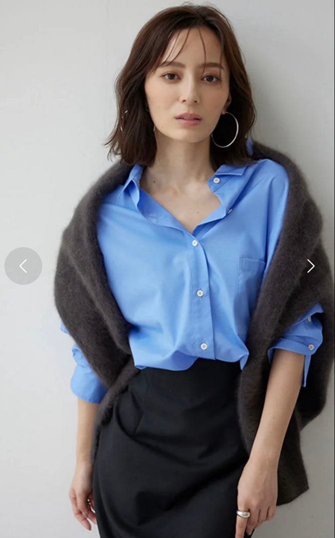 アニュアンスanuansスタンダードシャツブルーFREE