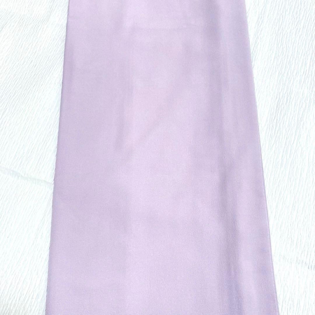 【良品✨】東レシルック　洗える着物　色無地　淡い紅藤色　紋付　手縫い仕立て　N7