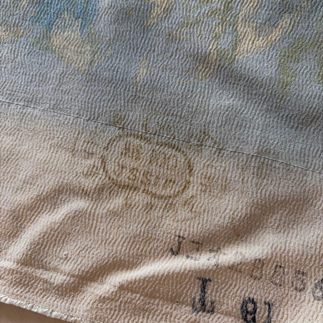 (*）様 ■T3840■未使用品■正絹■丹後ちりめん　藍白　花柄　反物　一反