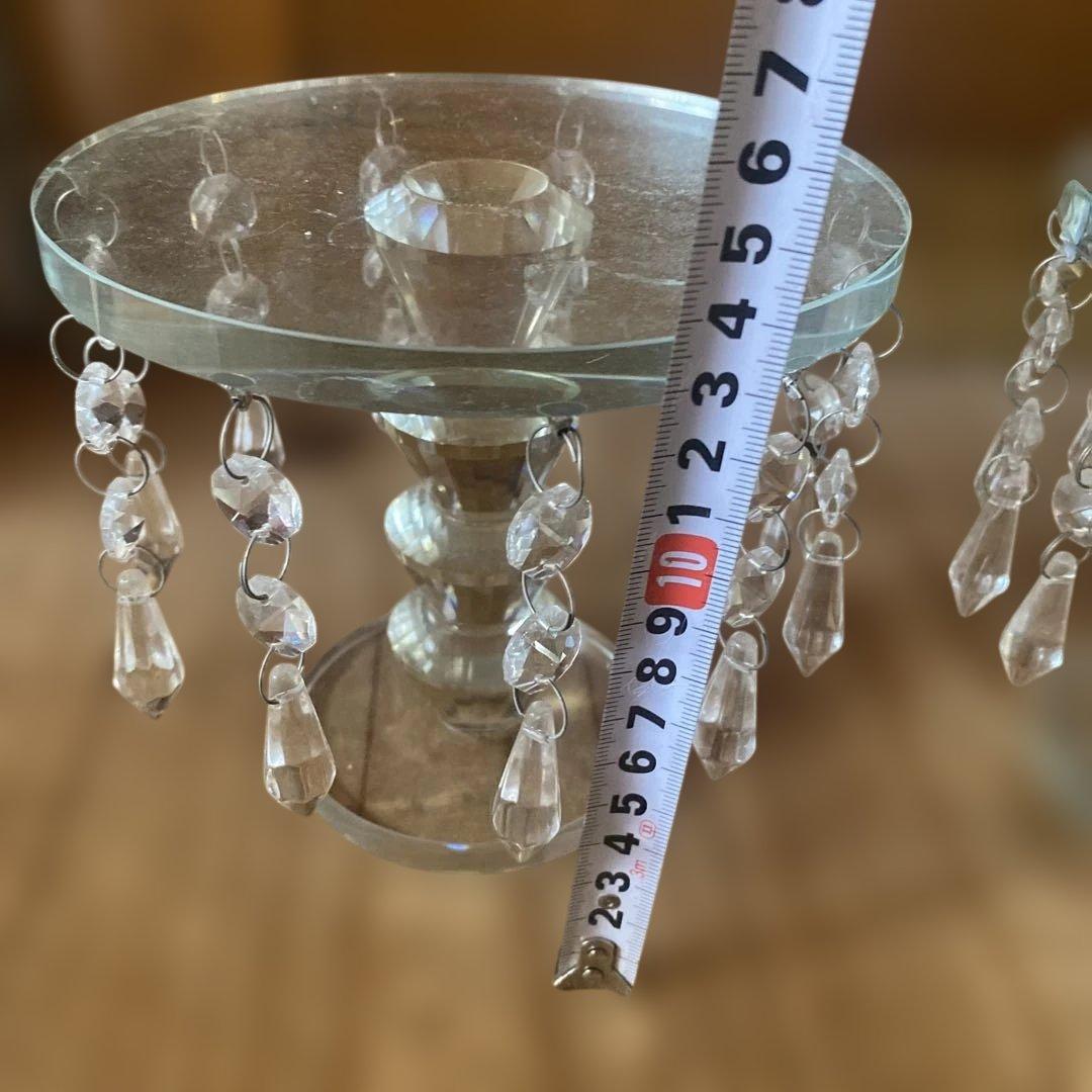 エレガント　ガラス製クリスタルディスプレイスタンド2個セット