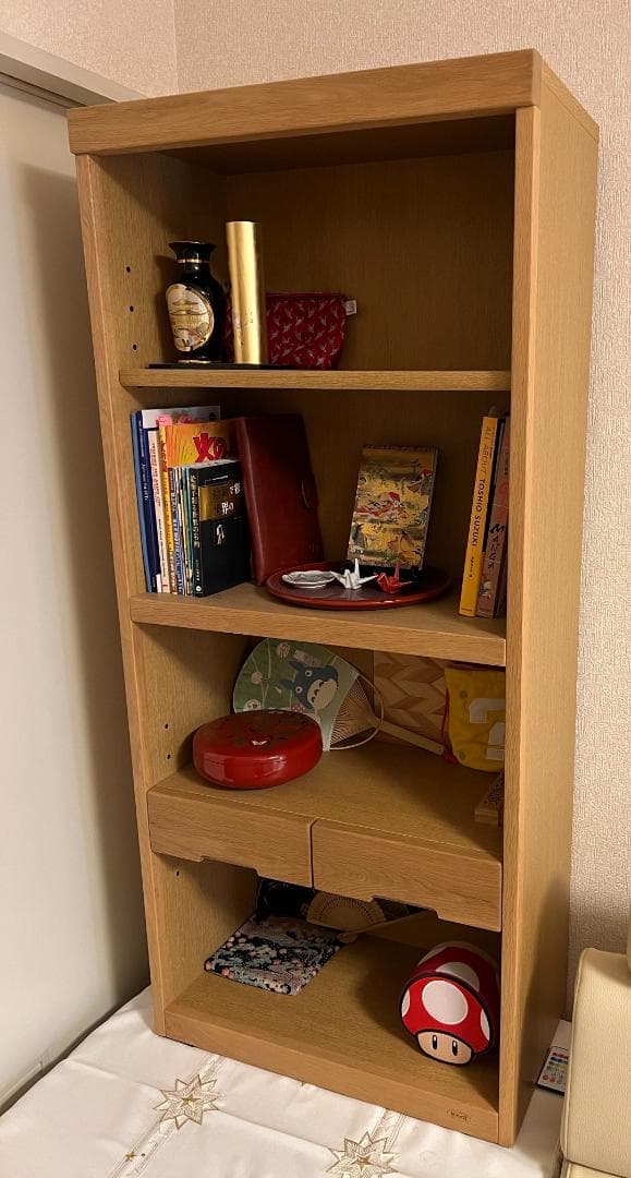 浜本工芸　オーク本棚（No.8600書棚B）　６０幅３２奥行１３５高