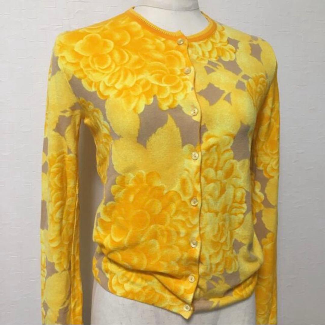 アンナモリナーリ　花柄カーディガン　イエロー　　　ブルマリン