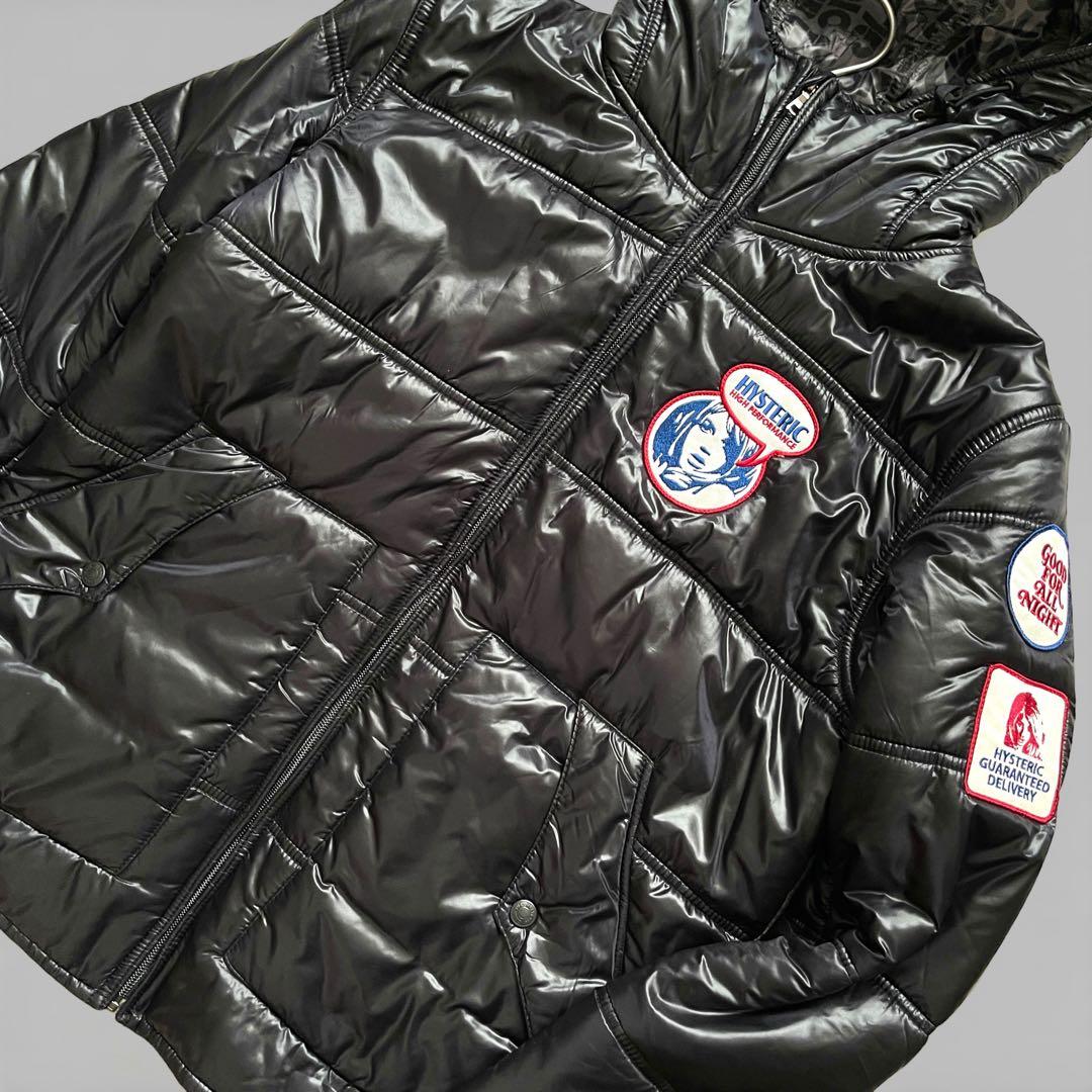 美品 HYSTERIC GLAMOUR 光沢 ナイロンジャケ 裏地総柄 サイズL